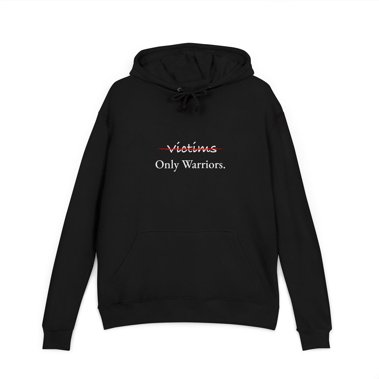 No Victims Only Warriors Hoodie – Motivational Black Hoodie for Strength & Resilience | Shepherd’s Rune