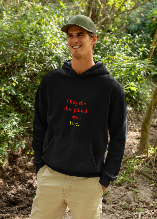 Only the Disciplined Are Free Hoodie – Motivational Black Hoodie | Shepherd’s Rune