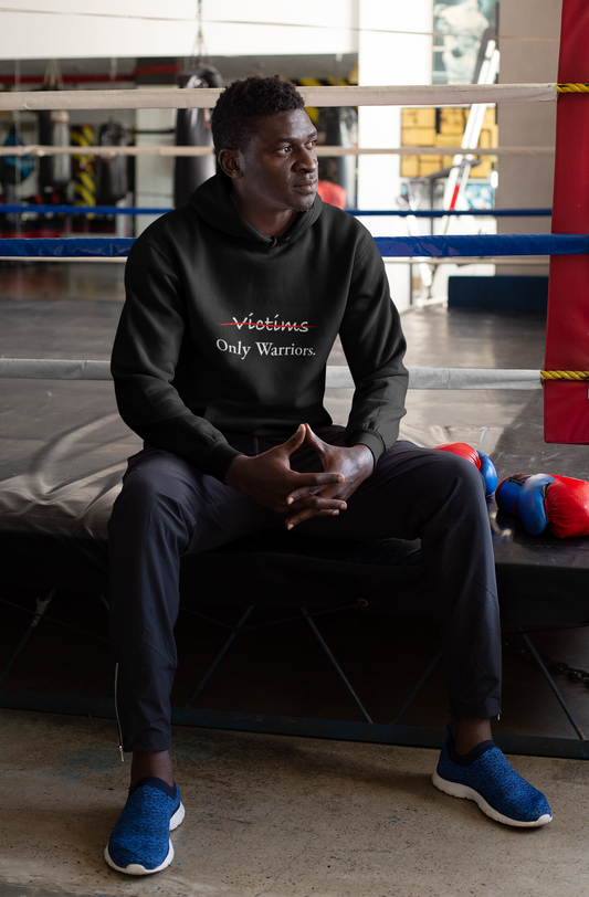 No Victims Only Warriors Hoodie – Motivational Black Hoodie for Strength & Resilience | Shepherd’s Rune
