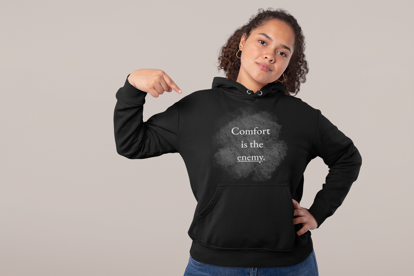 Comfort Is The Enemy Hoodie – Black Motivational Hoodie for Growth & Ambition | Shepherd’s Rune