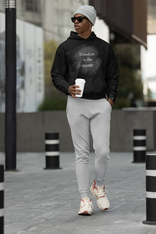 Comfort Is The Enemy Hoodie – Black Motivational Hoodie for Growth & Ambition | Shepherd’s Rune