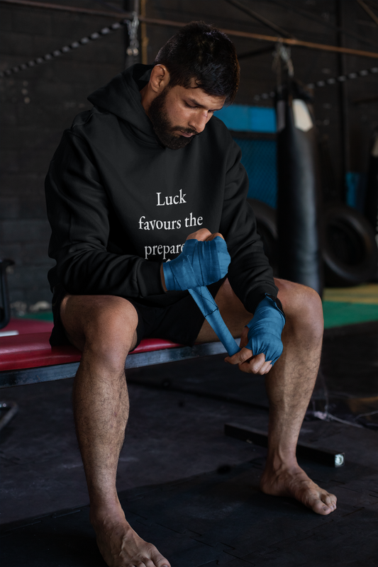 Luck Favors The Prepared Hoodie – Motivational Black Hoodie for Success & Discipline | Shepherd’s Rune