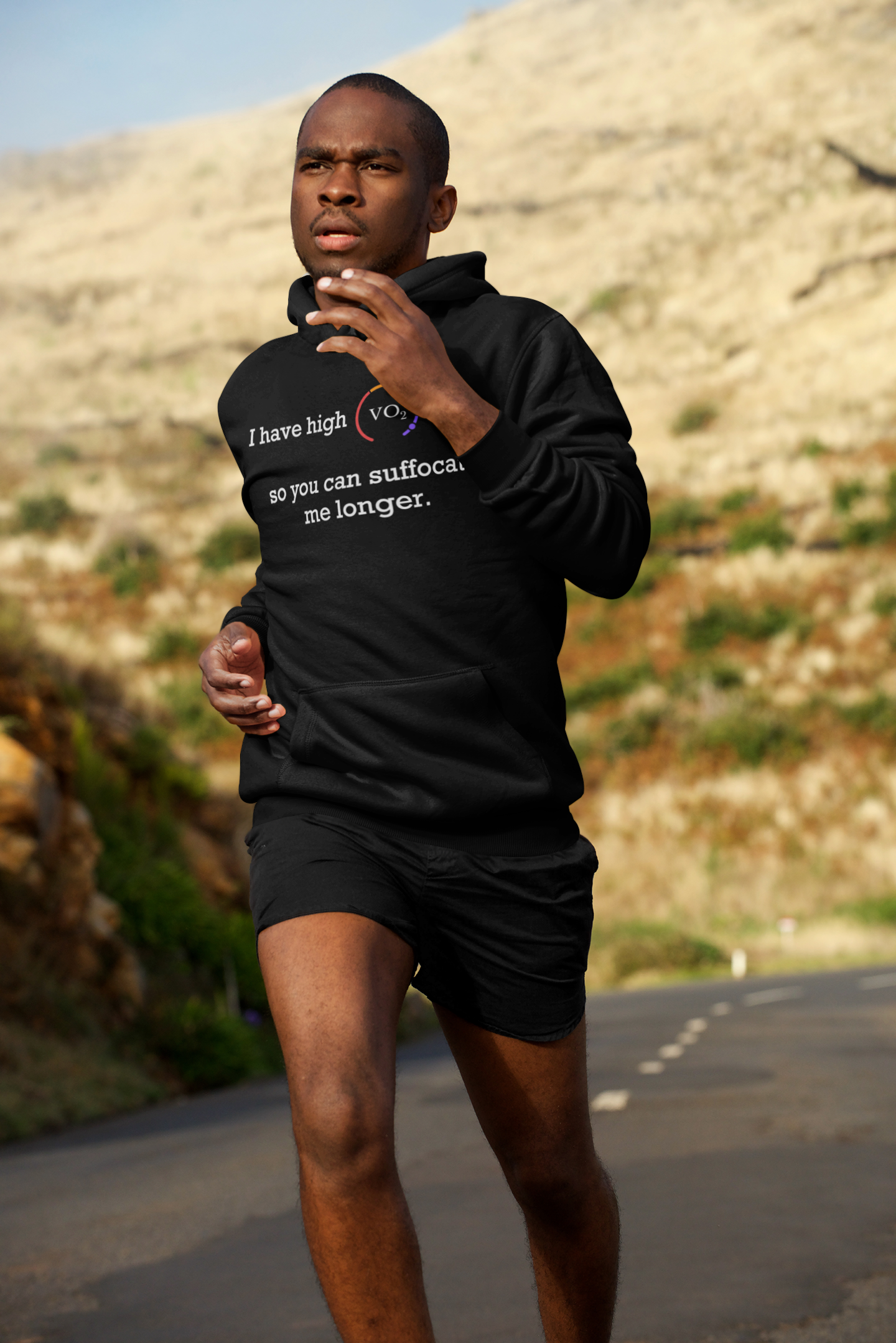 Funny, Adult Humor, Fitness Hoodie - "I have high VO2 max, so you can suffocate me longer".