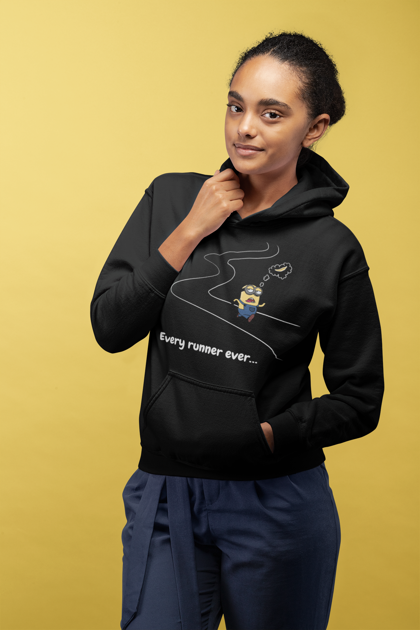 Funny Minion Banana Running Humor Hoodie - "Every Runner Ever..."