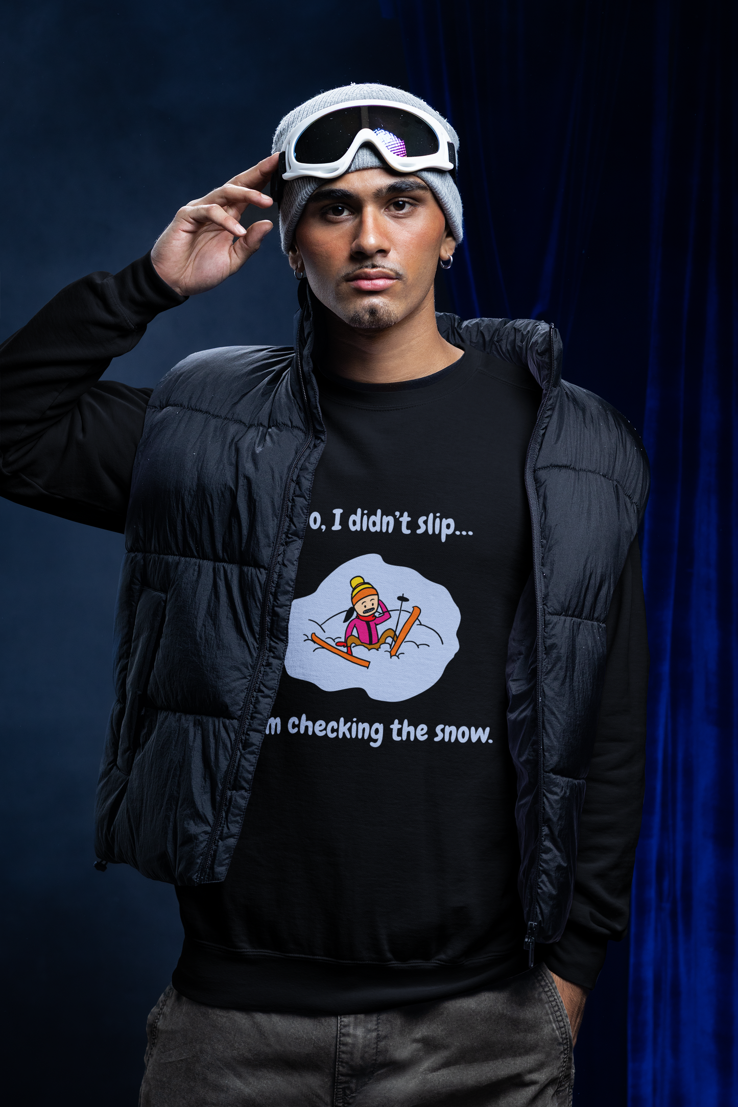 "No I didn't slip, I'm checking the snow" Humourous hoodie